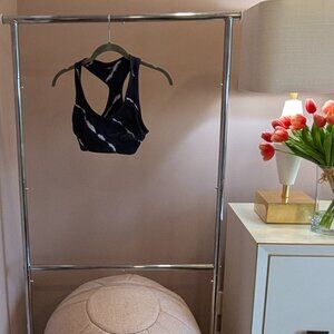 Tory Sport Tie-Dye Racerback Sports Bra (S, Blue + White)